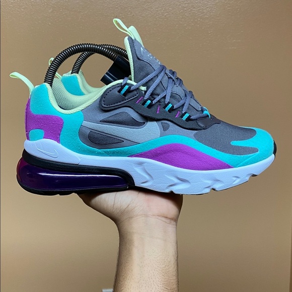 Nike Air Max 270 React Women’s Running Sneakers Gunsmoke Aurora SZ 8 BQ0103-007 - Picture 1 of 16